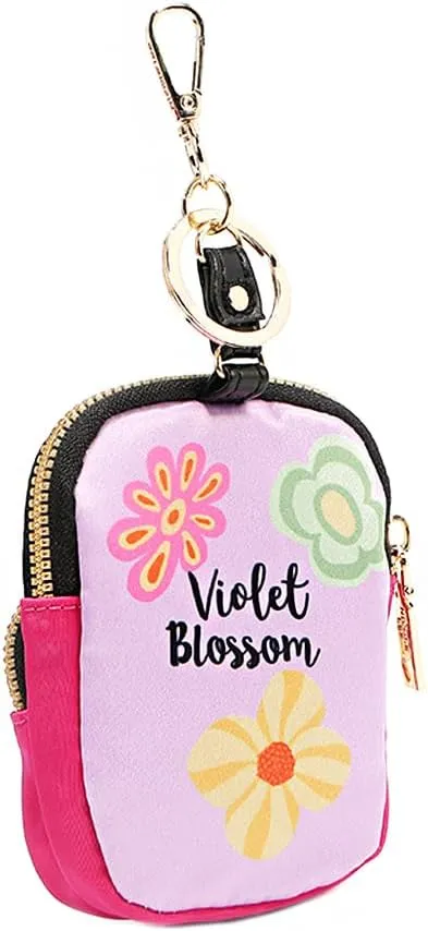 Nicole Lee Mini Backpack Keychain, Vegan Leather Accents (VIOLET BLOSSOM)