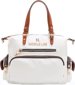 Nicole Lee Satchel Handbag, Polyester with Vegan Leather Trim, Dual Handles