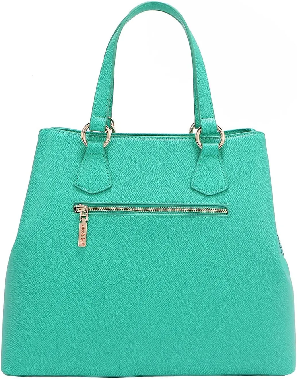 Nicole Lee Vegan Leather Tote, Floral Pattern with Rhinestones, Dual Handles