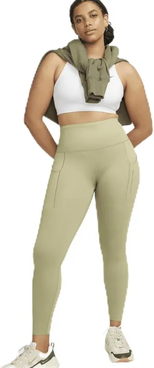 Nike Go Women's Firm-Support High-Waisted 7/8 Leggings with Pockets (DQ5636-276, Neutral Olive/Black) Size X-Small
