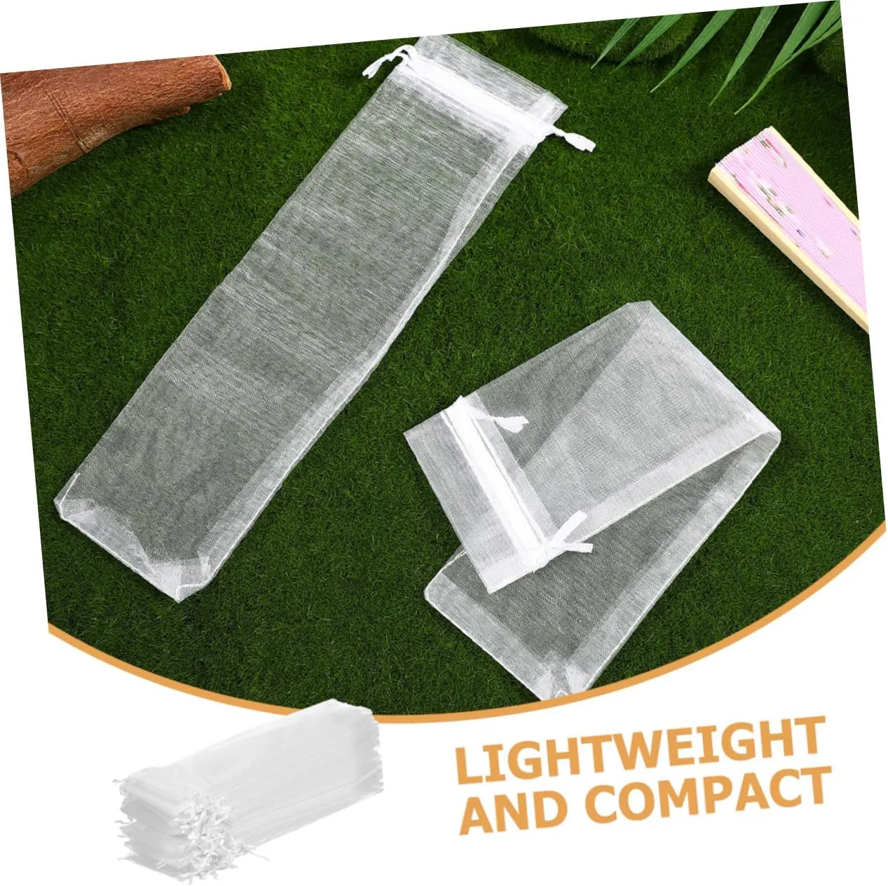 NOLITOY Lightweight Mesh Organza Bags 100pcs Drawstring Storage Pouches for Fans Wedding Jewelry Bracelets Necklaces Portable