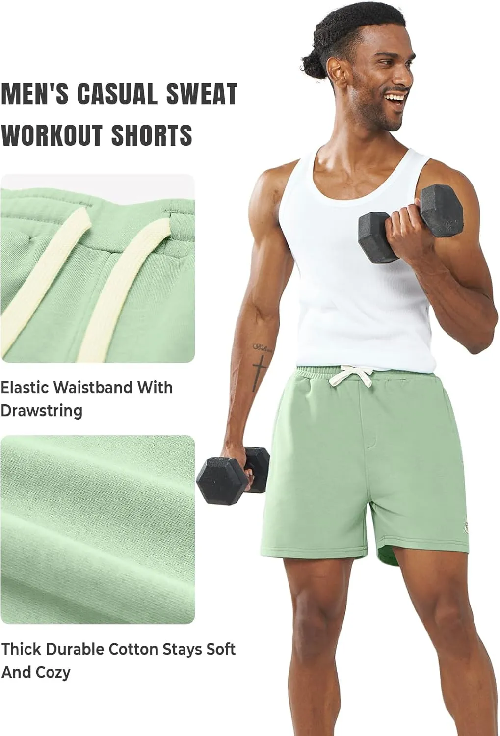 NORTHYARD Men's Sweat Shorts 5" with Pockets Cotton Drawstring Summer Workout Casual Lounge Shorts
