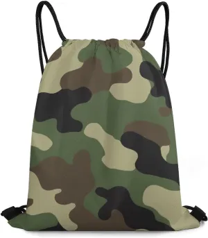 Novelty Handbag Shoulder Bag, Large Capacity Cool Camo Military Camouflage Lightweight Portable Backpack for Travel, Waterproof Sack Bags Drawstring Bags