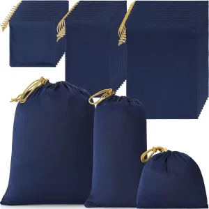 Nuogo 30 Pcs Adult Game Toy Storage Bags 3 Sizes Microfiber Drawstring Bag Adjustable Toys Organizer Foldable Ditty Bag Pouch for Jewelry Cosmetic(Blue)
