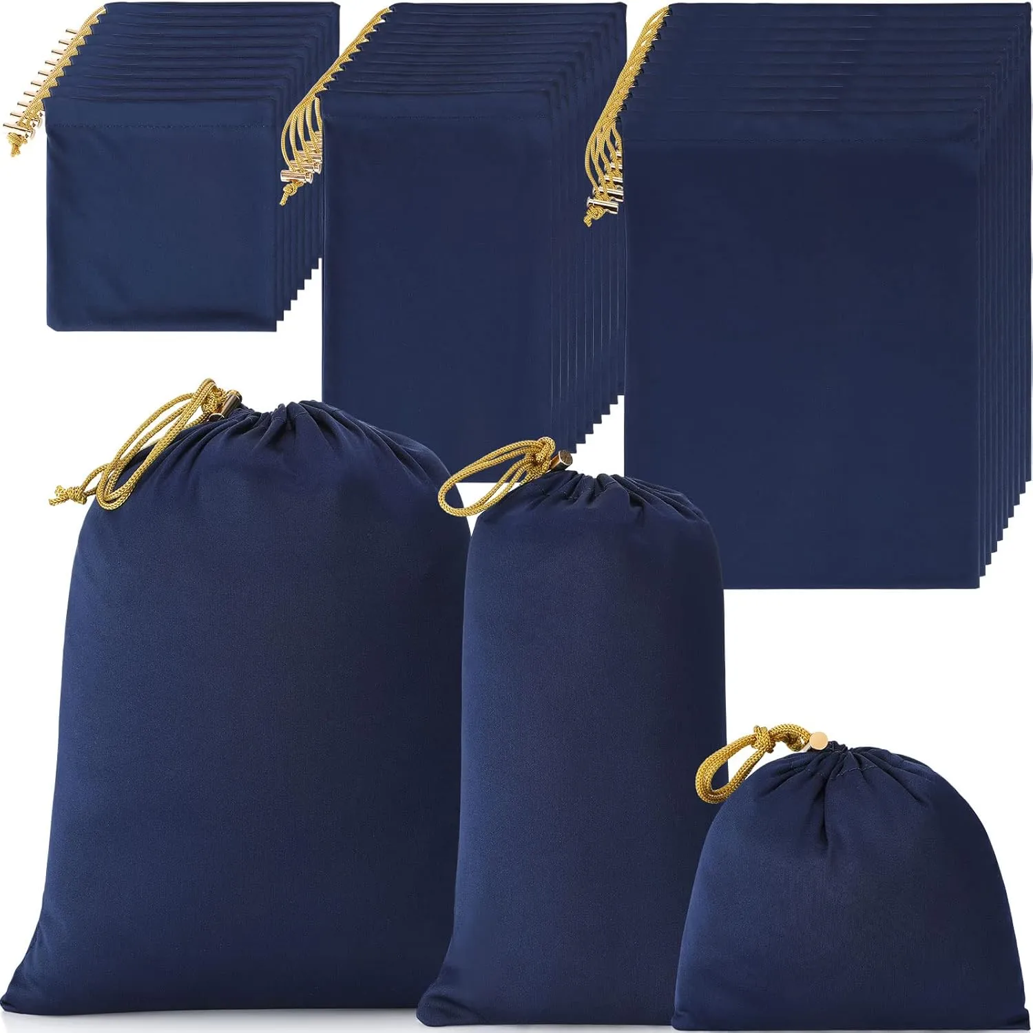Nuogo 30 Pcs Adult Game Toy Storage Bags 3 Sizes Microfiber Drawstring Bag Adjustable Toys Organizer Foldable Ditty Bag Pouch for Jewelry Cosmetic(Blue)