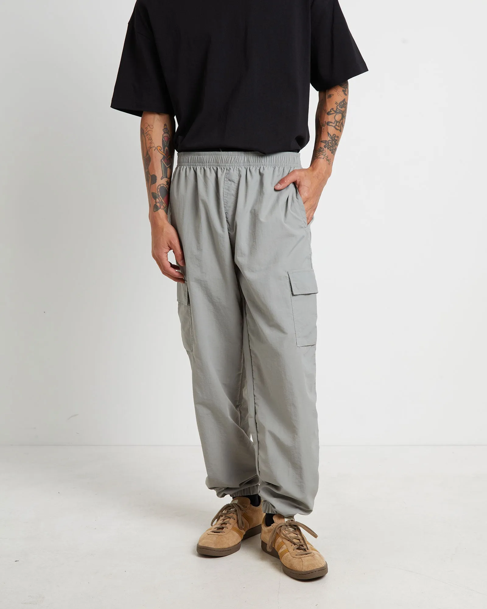 Nylon Cargo Jogger Pants in Grey