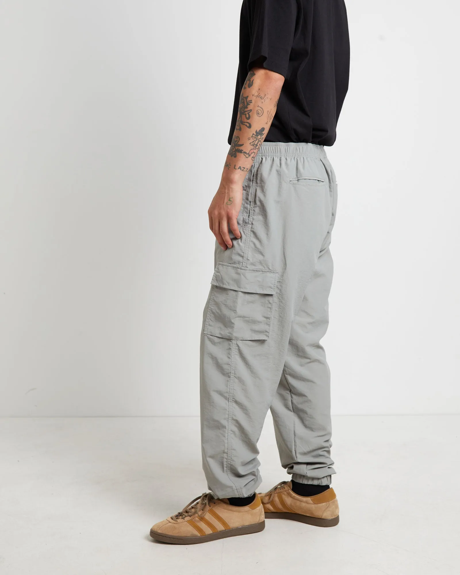 Nylon Cargo Jogger Pants in Grey