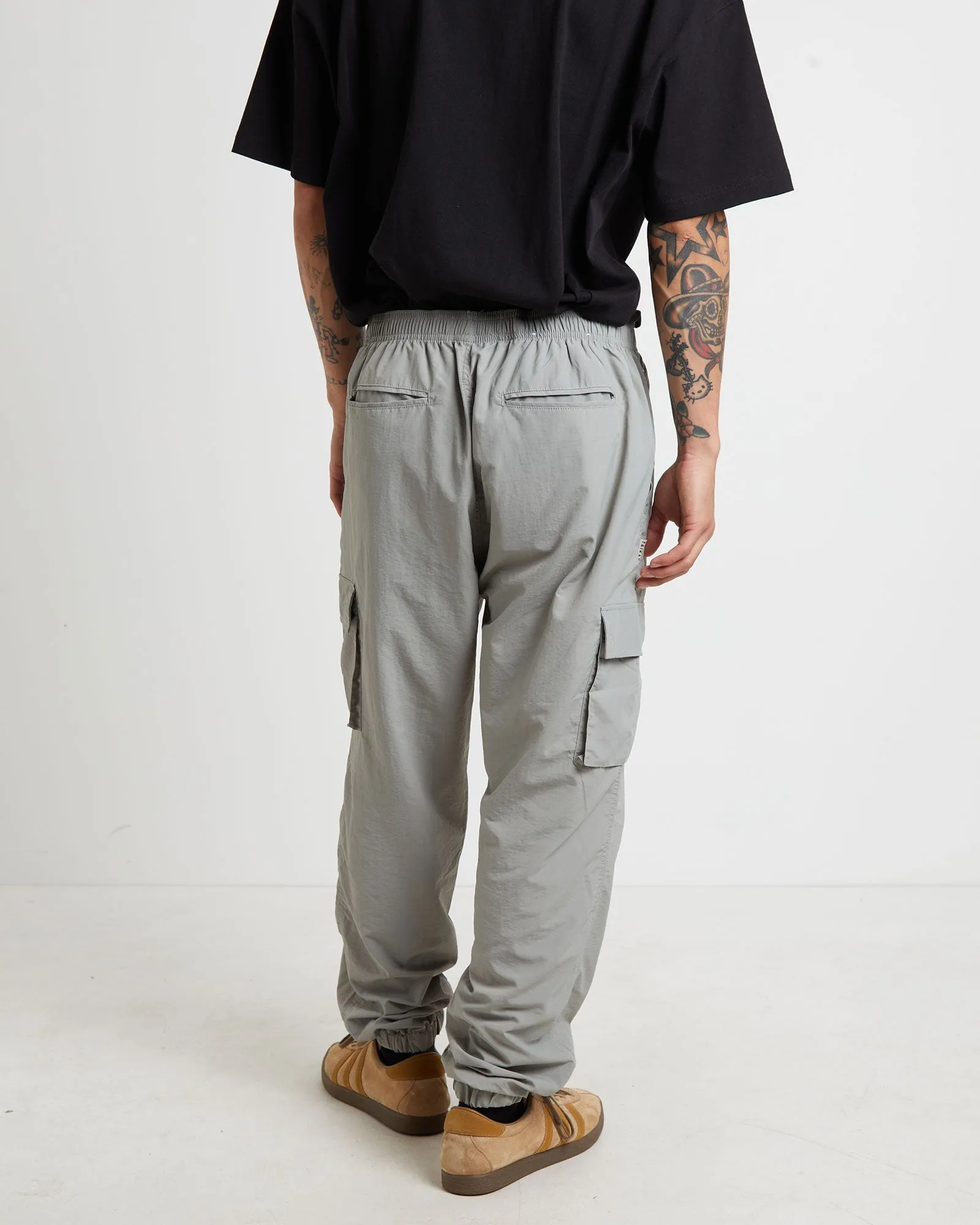 Nylon Cargo Jogger Pants in Grey