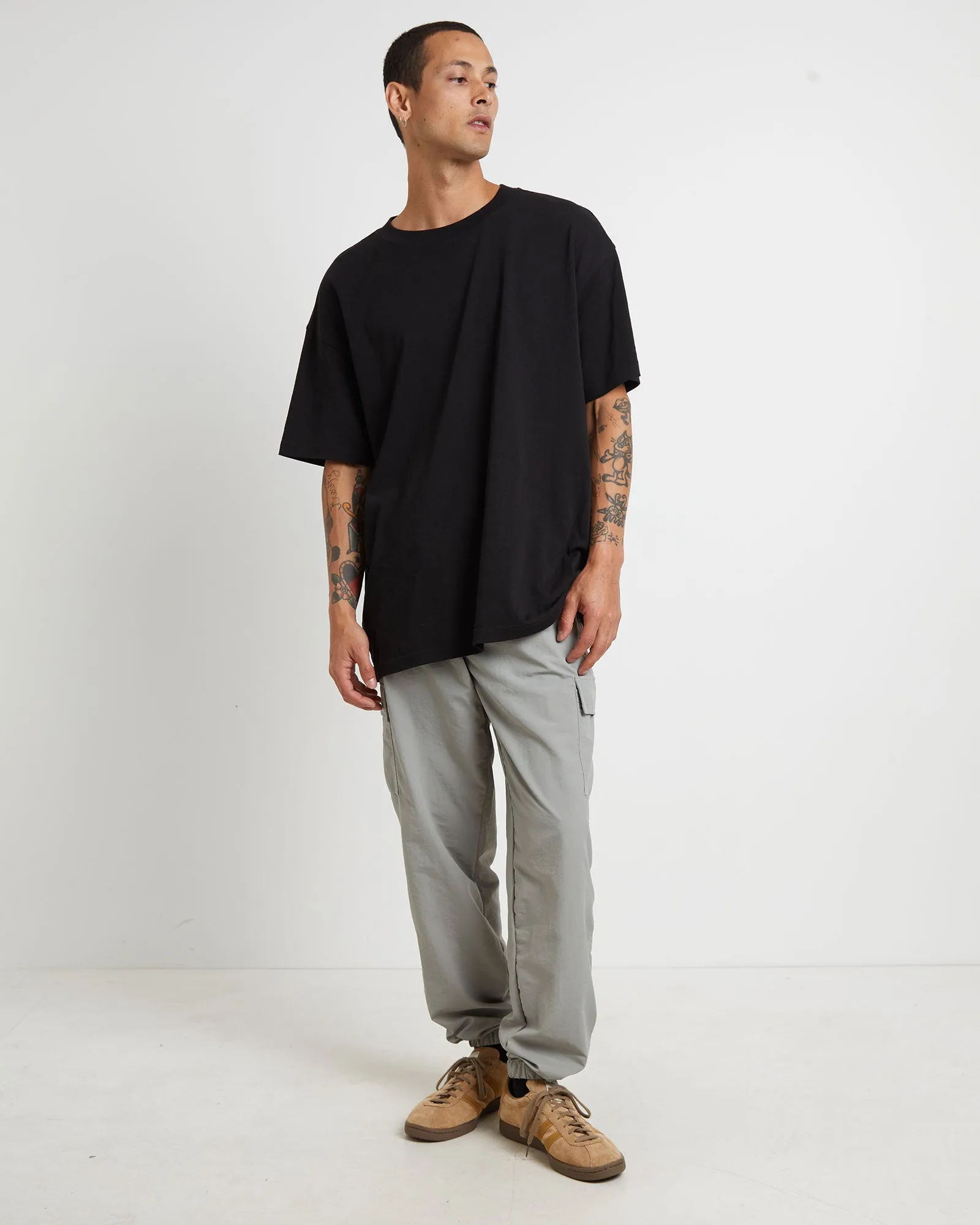 Nylon Cargo Jogger Pants in Grey