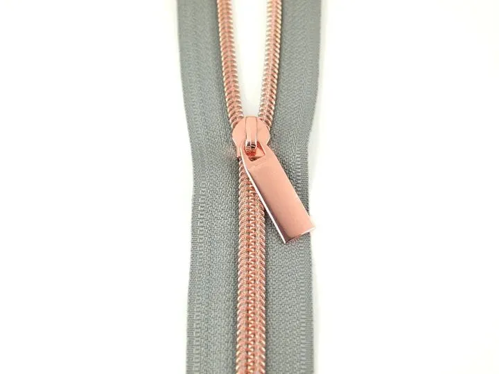 Nylon Coil #5 Zipper Grey  (3 yard 9 pulls) Sallie Tomato Zippers
