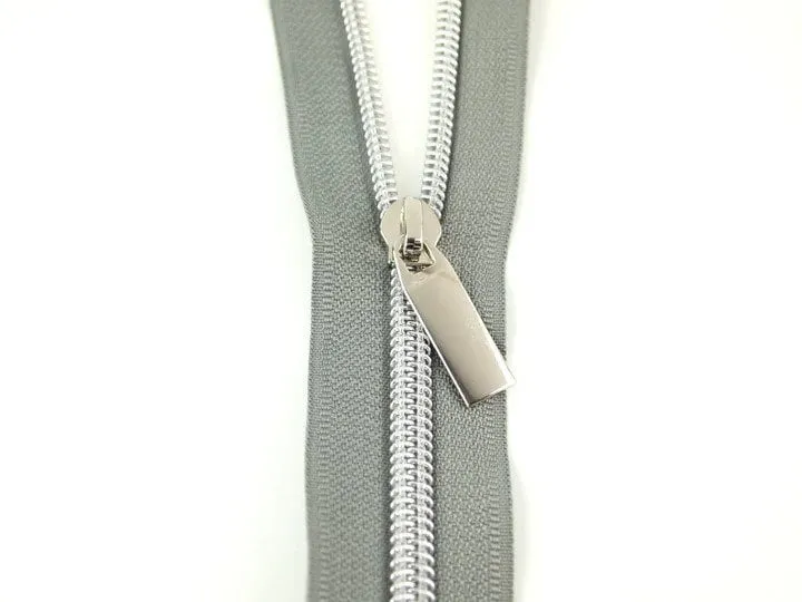 Nylon Coil #5 Zipper Grey  (3 yard 9 pulls) Sallie Tomato Zippers
