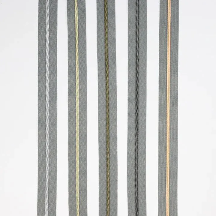 Nylon Coil #5 Zipper Grey  (3 yard 9 pulls) Sallie Tomato Zippers