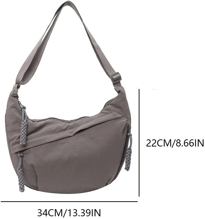 Nylon Crossbody Bags for Women Men, Multi-Pockets Crescent Crossbody Bag Dumpling Lightweight Travel Sling Bag