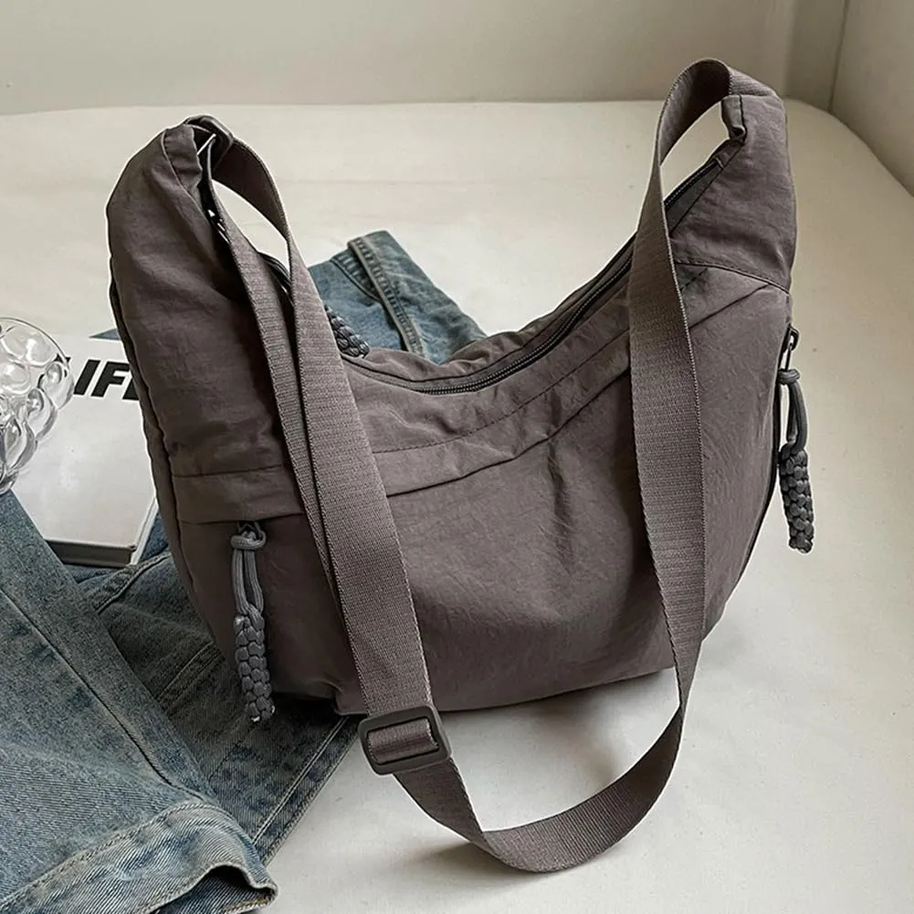 Nylon Crossbody Bags for Women Men, Multi-Pockets Crescent Crossbody Bag Dumpling Lightweight Travel Sling Bag