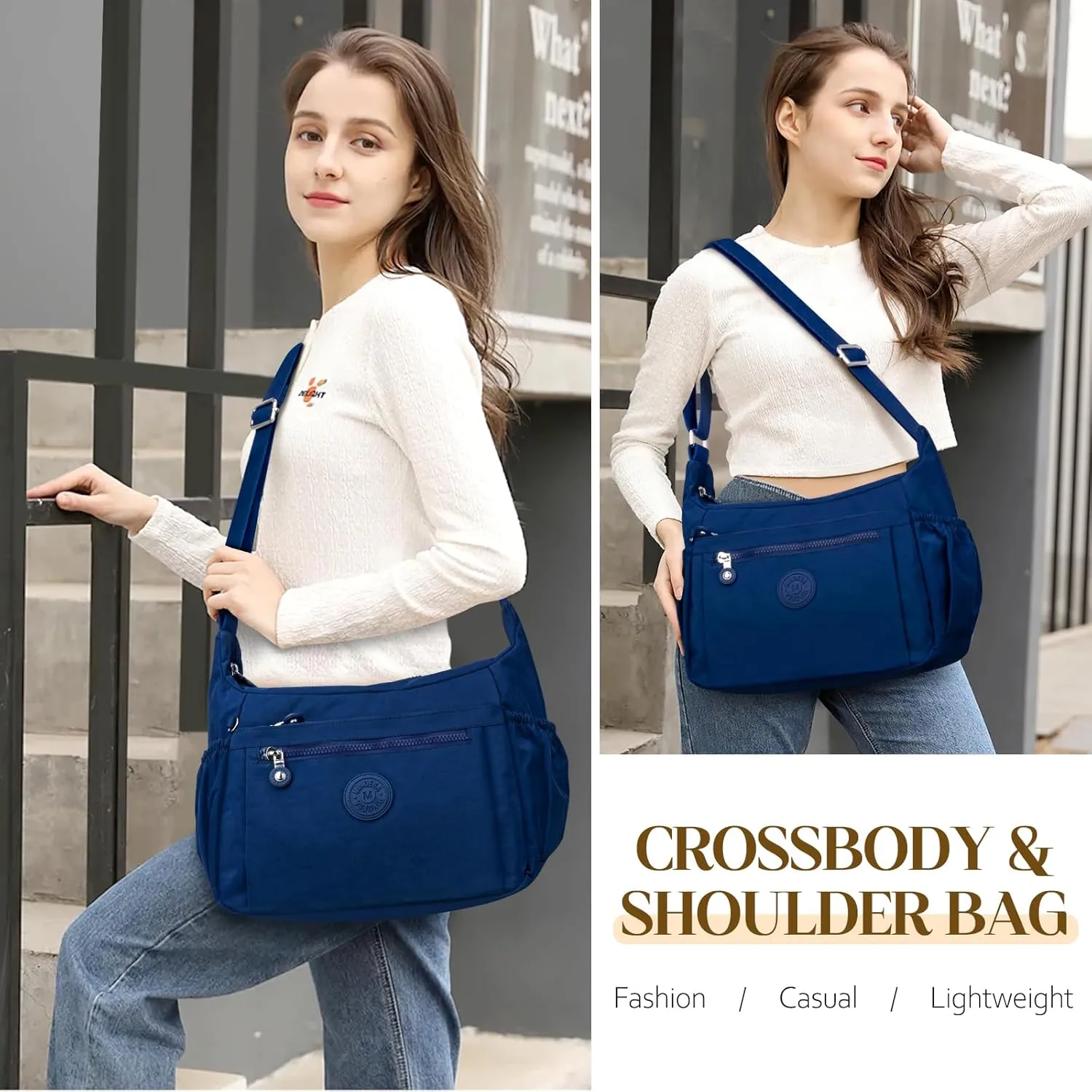 Nylon Crossbody Bags for Women Waterproof Lightweight Large Travel Purses Multi-Pocket Pocketbooks Shoulder Bag