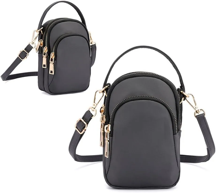 Nylon Plaid Multi-Pockets Small Crossbody Bags Cell Phone Purse Smartphone Wallet for Women with Handy Carry