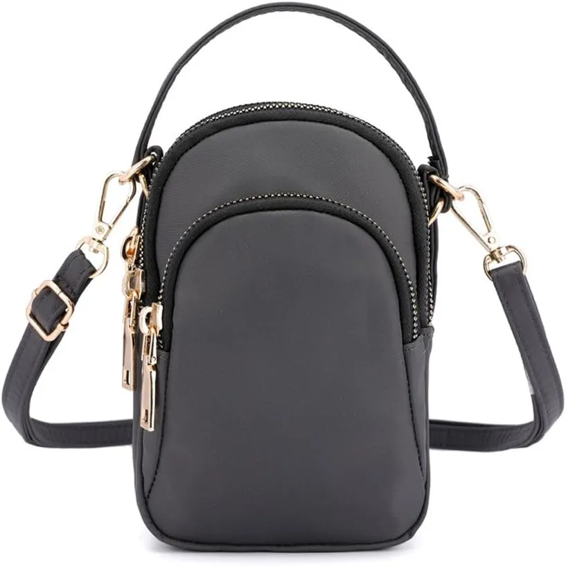 Nylon Plaid Multi-Pockets Small Crossbody Bags Cell Phone Purse Smartphone Wallet for Women with Handy Carry