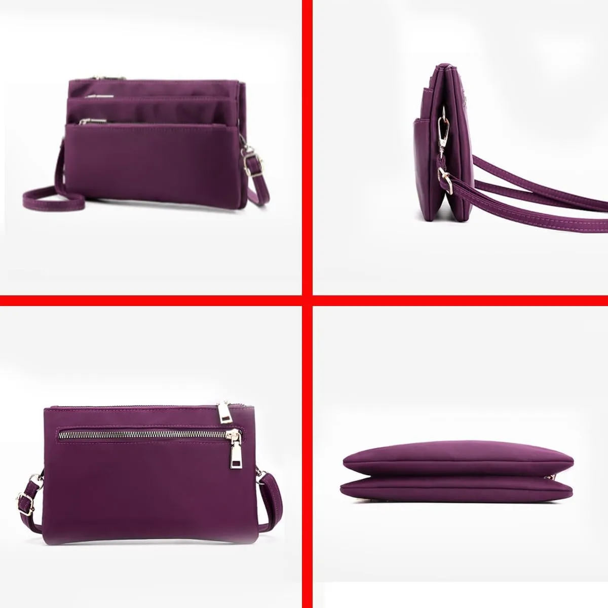 Nylon Small Cross Body Bags for Women Multi Pockets Phone Shoulder Bag Travel Mini Handbag Ladies Cross Body Bag (Khaki)