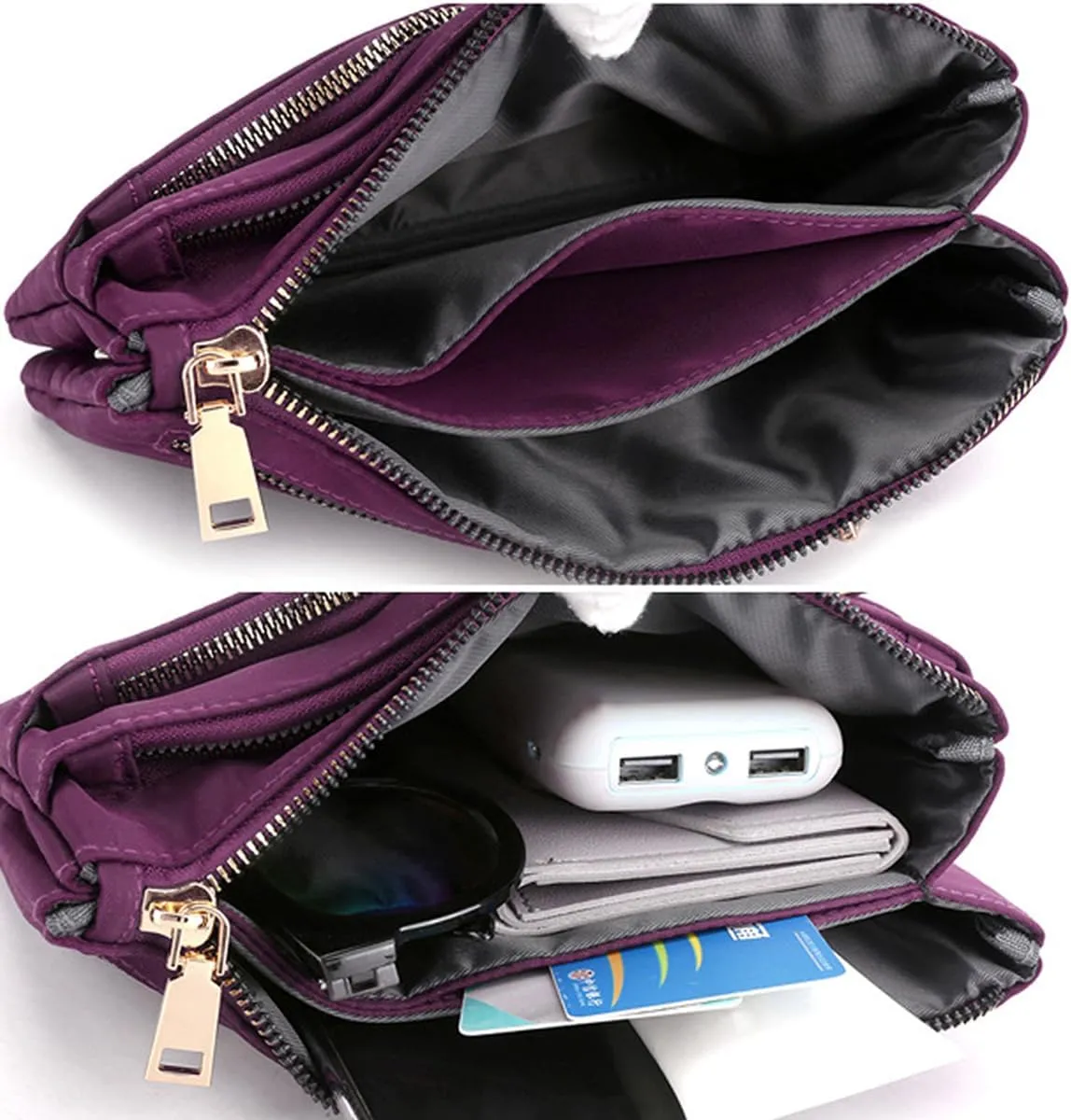Nylon Small Cross Body Bags for Women Multi Pockets Phone Shoulder Bag Travel Mini Handbag Ladies Cross Body Bag (Khaki)