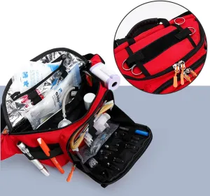 Nylon Tactical First Aid Kit for Outdoor Travel Camping Hiking First Aid Utility Pouch Emergency Trauma First Aid Bag for Military, Camping, Hiking, Survival and Car Use, 32X17X12CM, Red