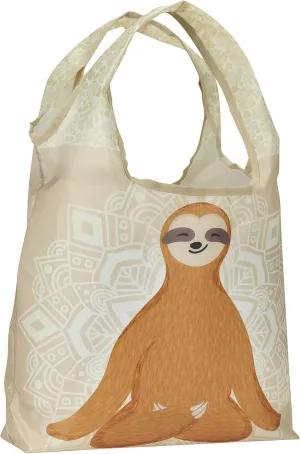 O-WITZ Reusable Grocery Bags | Vibrant Tote Bag For Groceries, Gym, Beach Gear, Toys & More | Washable Design With Large Handles For Maximum Convenience | Folds Into A Small Pouch, Sloth Yoga