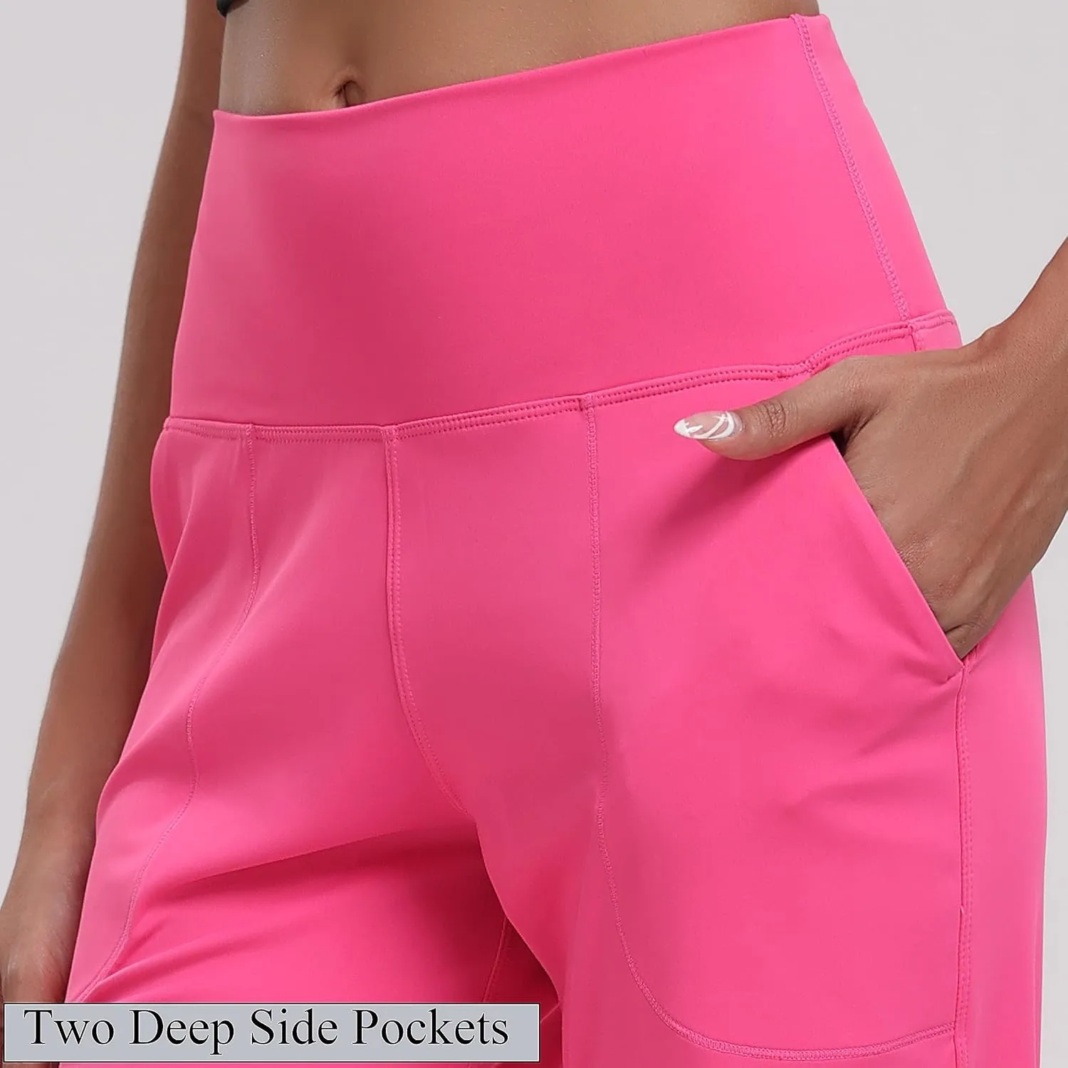 Oalka Women's Joggers High Waist Yoga Pockets Sweatpants Sport Workout Pants