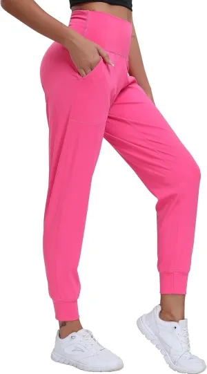 Oalka Women's Joggers High Waist Yoga Pockets Sweatpants Sport Workout Pants