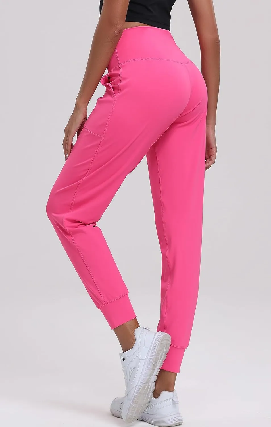 Oalka Women's Joggers High Waist Yoga Pockets Sweatpants Sport Workout Pants