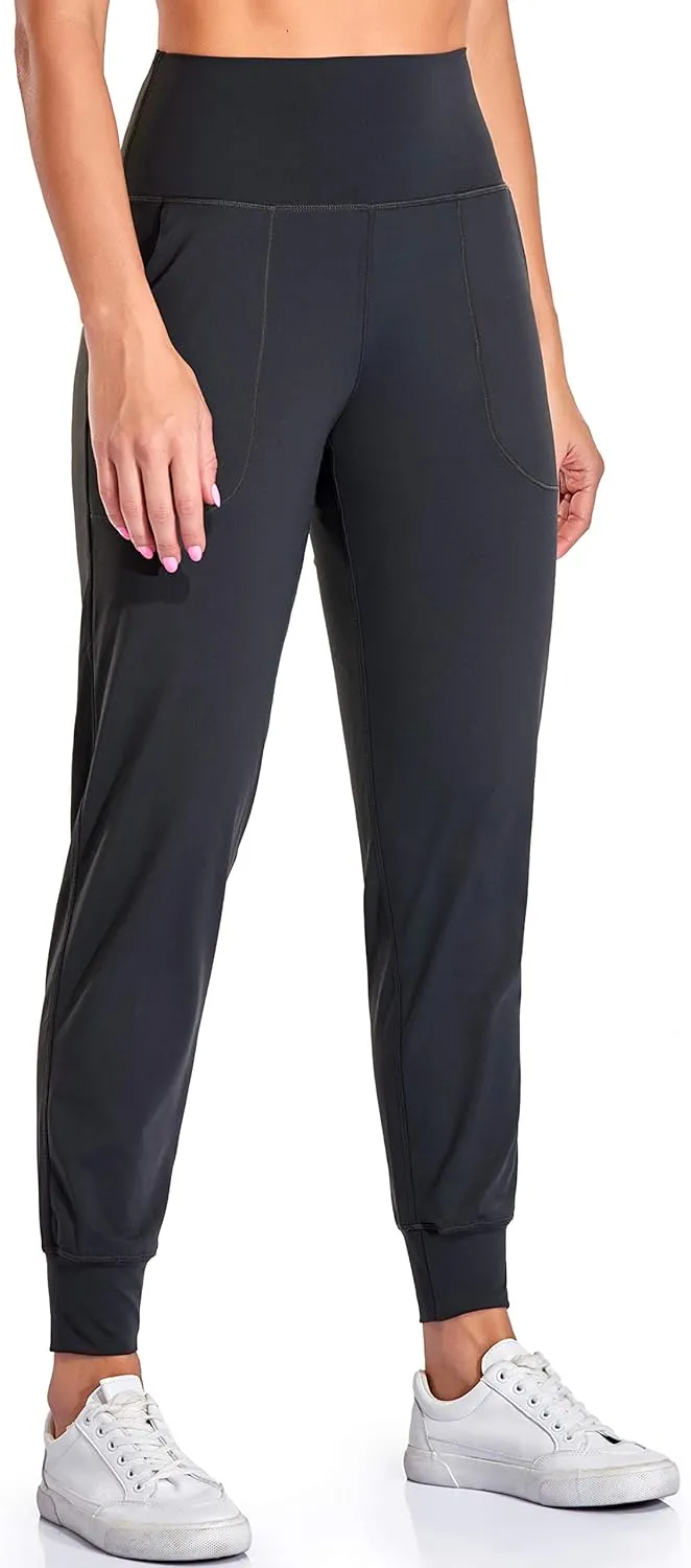 Oalka Women's Joggers High Waist Yoga Pockets Sweatpants Sport Workout Pants
