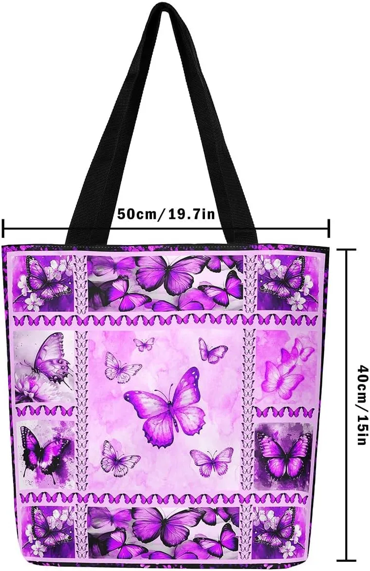 Ocean Starfish Canvas Tote Bag for Women,Nautical Sea Animal Large Shoulder Bag,Coastal Cotton Bags
