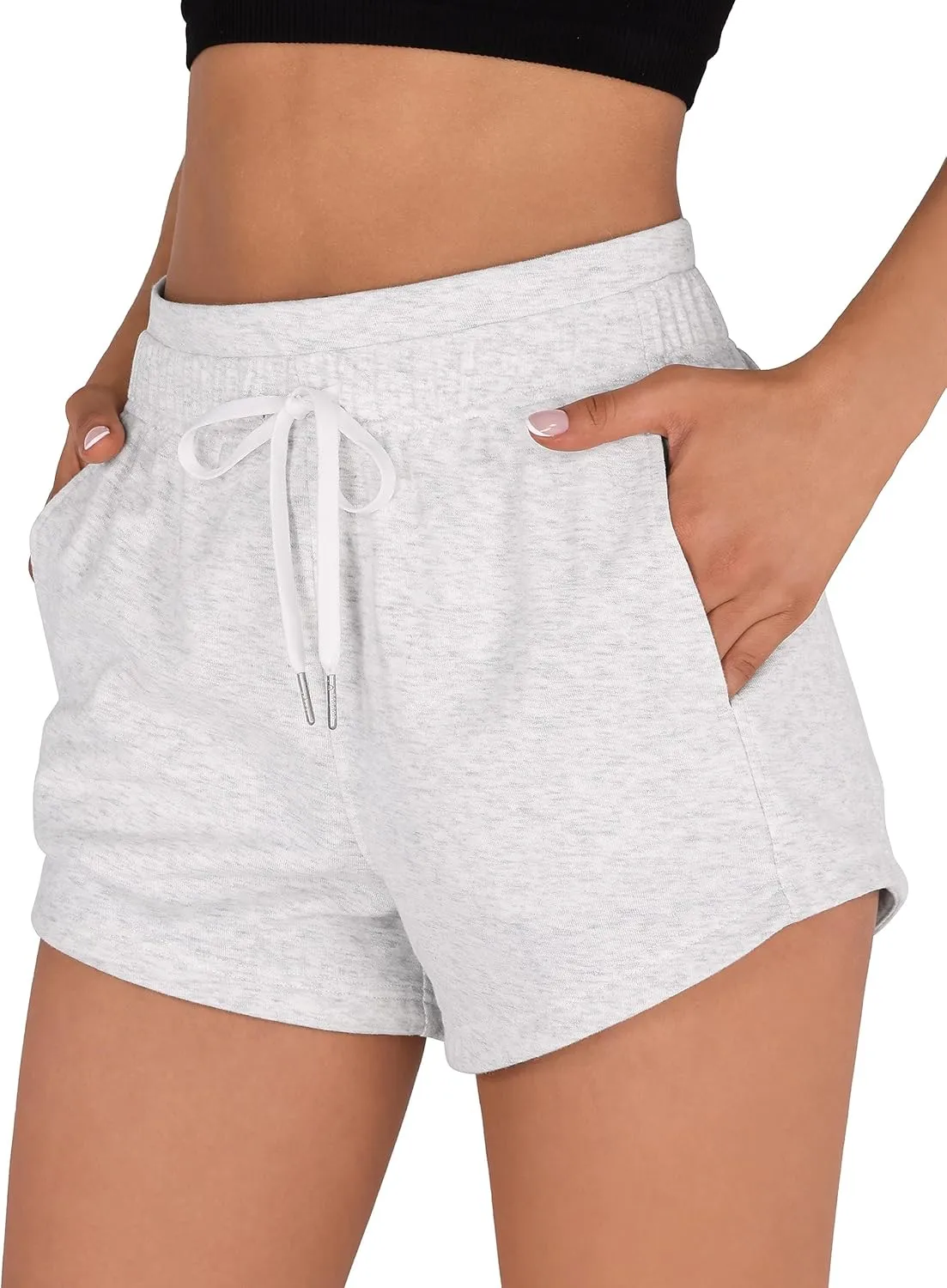 ODODOS Women's Sweat Shorts with Pockets Cotton French Terry Drawstring Summer Workout Casual Lounge Shorts
