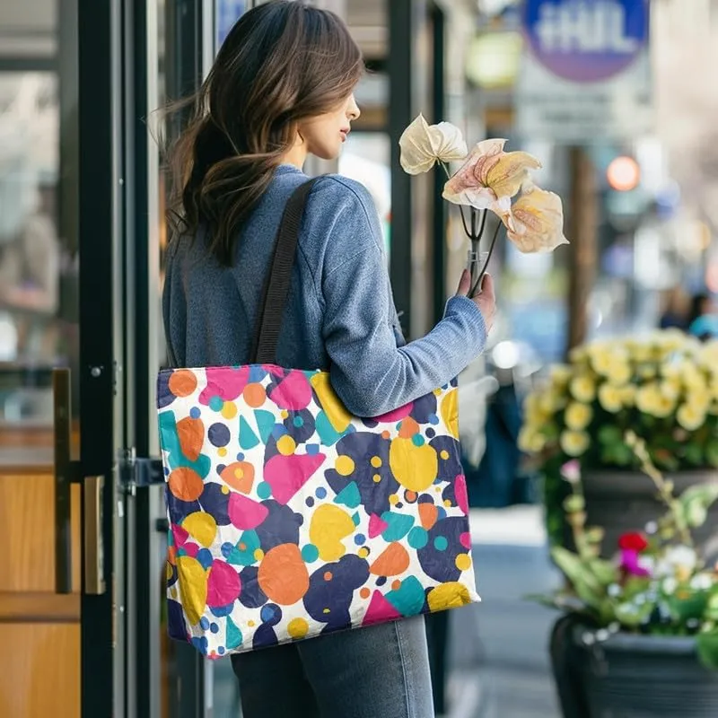 Oil Painting Border Collie Paper Tote Bag, Gothic Rose Butterfly Commute Bag, Ethnic Tribal Large Handbag for Women