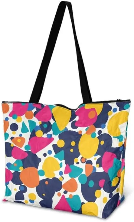 Oil Painting Border Collie Paper Tote Bag, Gothic Rose Butterfly Commute Bag, Ethnic Tribal Large Handbag for Women