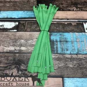 Olive Green 12 inch Zipper 10 pack