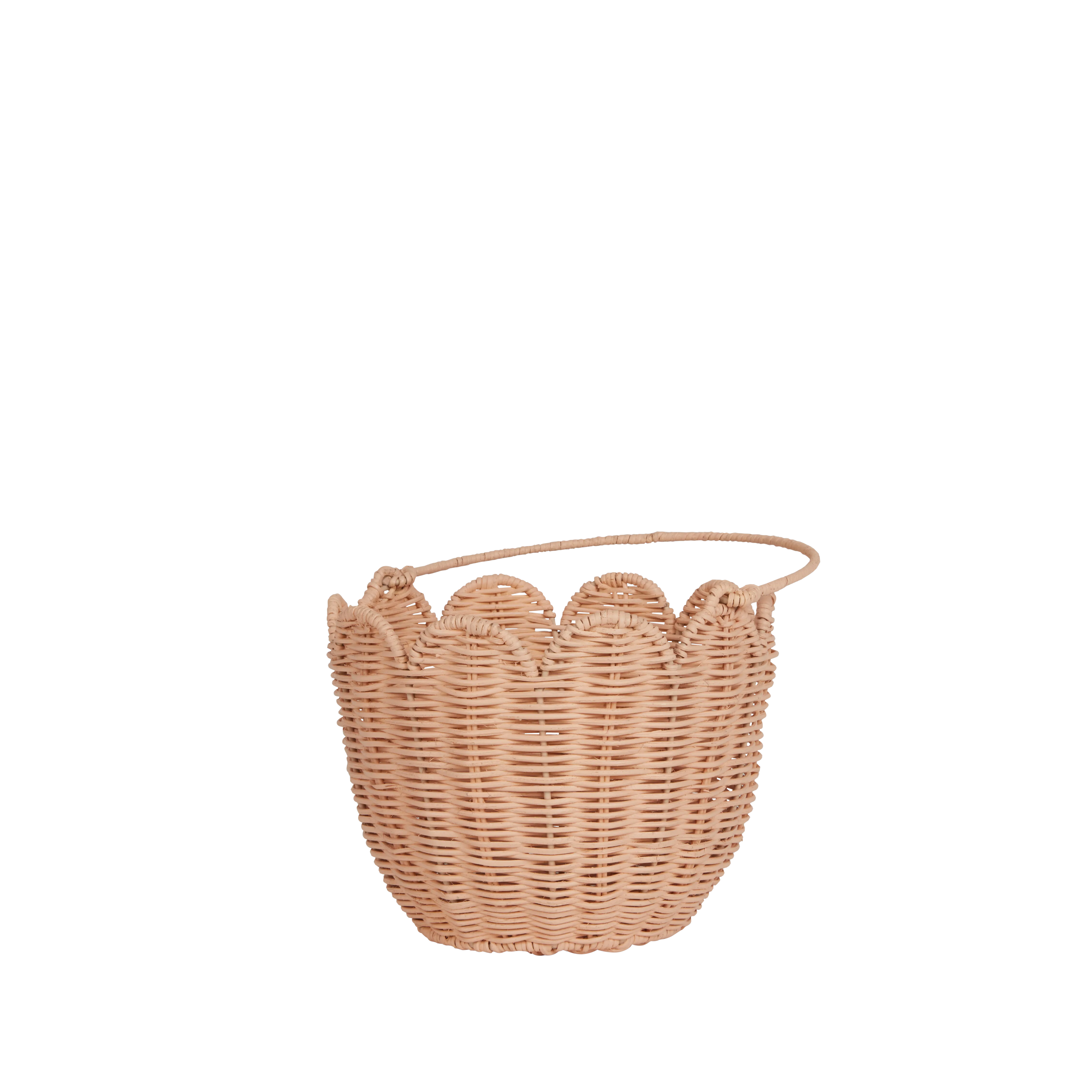 Olli Ella Rattan Tulip Carry Basket - Seashell Pink