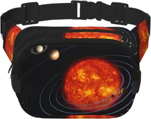 Outer Space Galaxy Solar System Print Men and Women Square Double Layer Waist Bag Workout Crossbody Travel Waist Bag