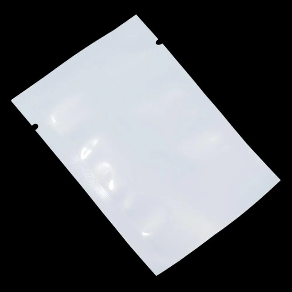 PABCK 100Pcs 4.7x7.1 inch(Usable Size 4.3x6.7 inch) White Front Clear Open Top 2.8mil Plastic Vacuum Pouch Heat Sealable Bags for Food Storage Packets Mini Sample with Tear Notches