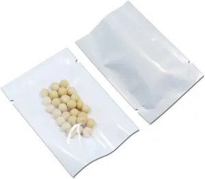 PABCK 200 Pcs 3.1x4.7 inch (Usable Size 2.75x4.3 inch) White Front Clear Open Top 2.8mil Plastic Vacuum Pouch Heat Sealable Bags for Food Storage Packets Mini Sample with Tear Notches