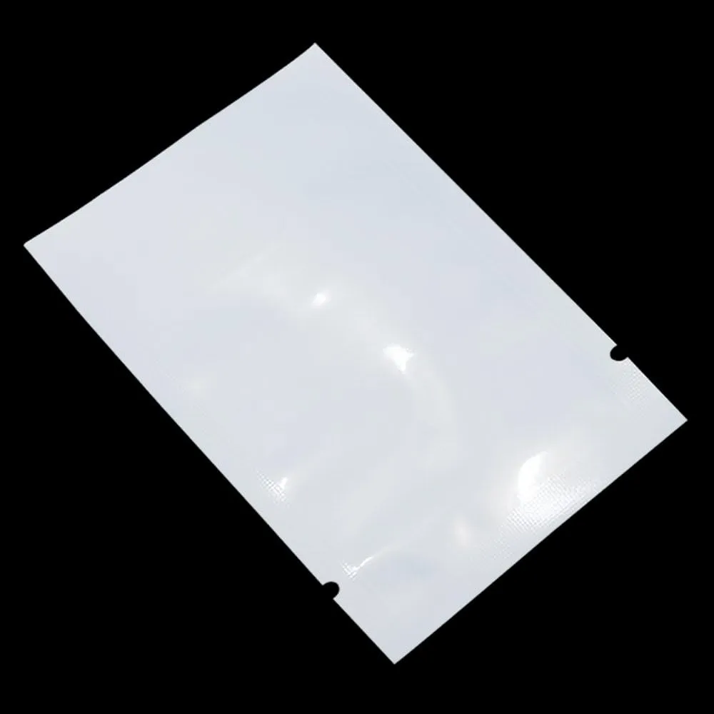 PABCK 200 Pcs 3.1x4.7 inch (Usable Size 2.75x4.3 inch) White Front Clear Open Top 2.8mil Plastic Vacuum Pouch Heat Sealable Bags for Food Storage Packets Mini Sample with Tear Notches