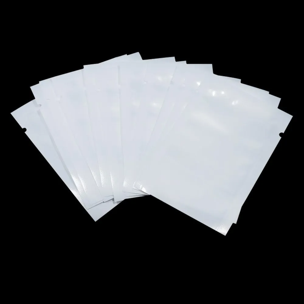 PABCK 200 Pcs 3.1x4.7 inch (Usable Size 2.75x4.3 inch) White Front Clear Open Top 2.8mil Plastic Vacuum Pouch Heat Sealable Bags for Food Storage Packets Mini Sample with Tear Notches