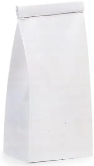 Pack of 100, Solid 1/2 Lb White Coffee Bags 3-3/8"X2-1/2"X 7-3/4" For Food Packaging