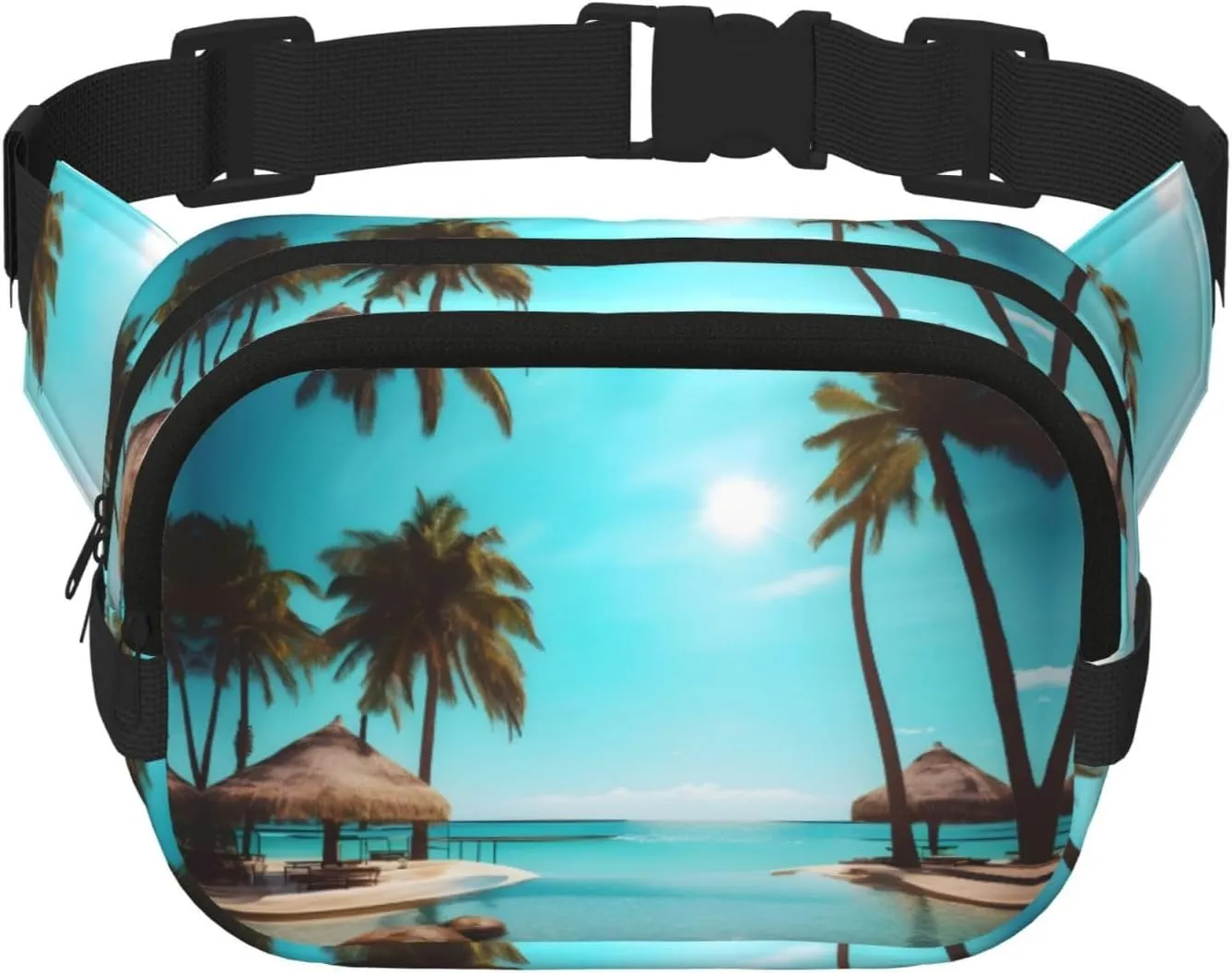Palm Trees and Clear Sea print Womens Fanny Pack Everyday Hip Pouch Waist Bag for Travel Outdoor Running Hunting for Adult