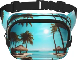 Palm Trees and Clear Sea print Womens Fanny Pack Everyday Hip Pouch Waist Bag for Travel Outdoor Running Hunting for Adult