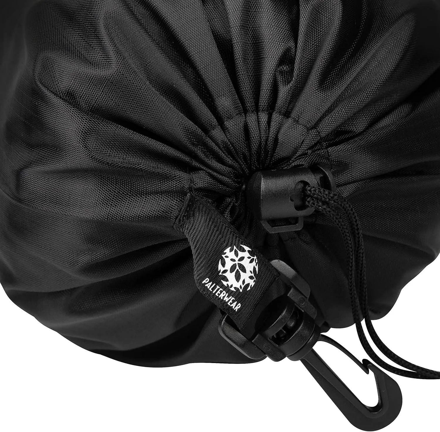 PALTERWEAR Drawstring Bag - Cinch and Ditty Pouch with Clip for Travel, Wardrobe, Outdoors - Set of 5 (Black, 10 x 15 inch)