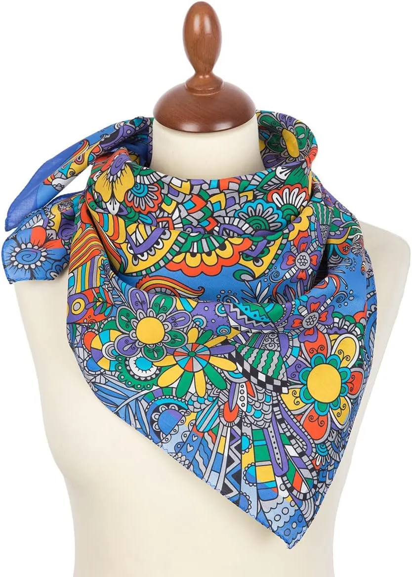 Pavlovo Posad 100% Cotton Evening Shawl and Wrap for Women Cotton Shawl 31х31-inch Scarf Tops Fashion Shawl for Women