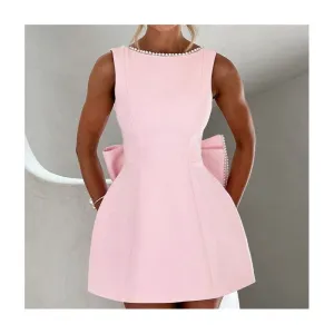 Pearl Butterfly Bow Bodycon Mini Dress