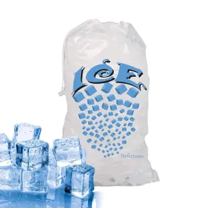 Perfectware- 8lb Drawstring Ice Bags w/Cotton String Handle- Pack of 100ct