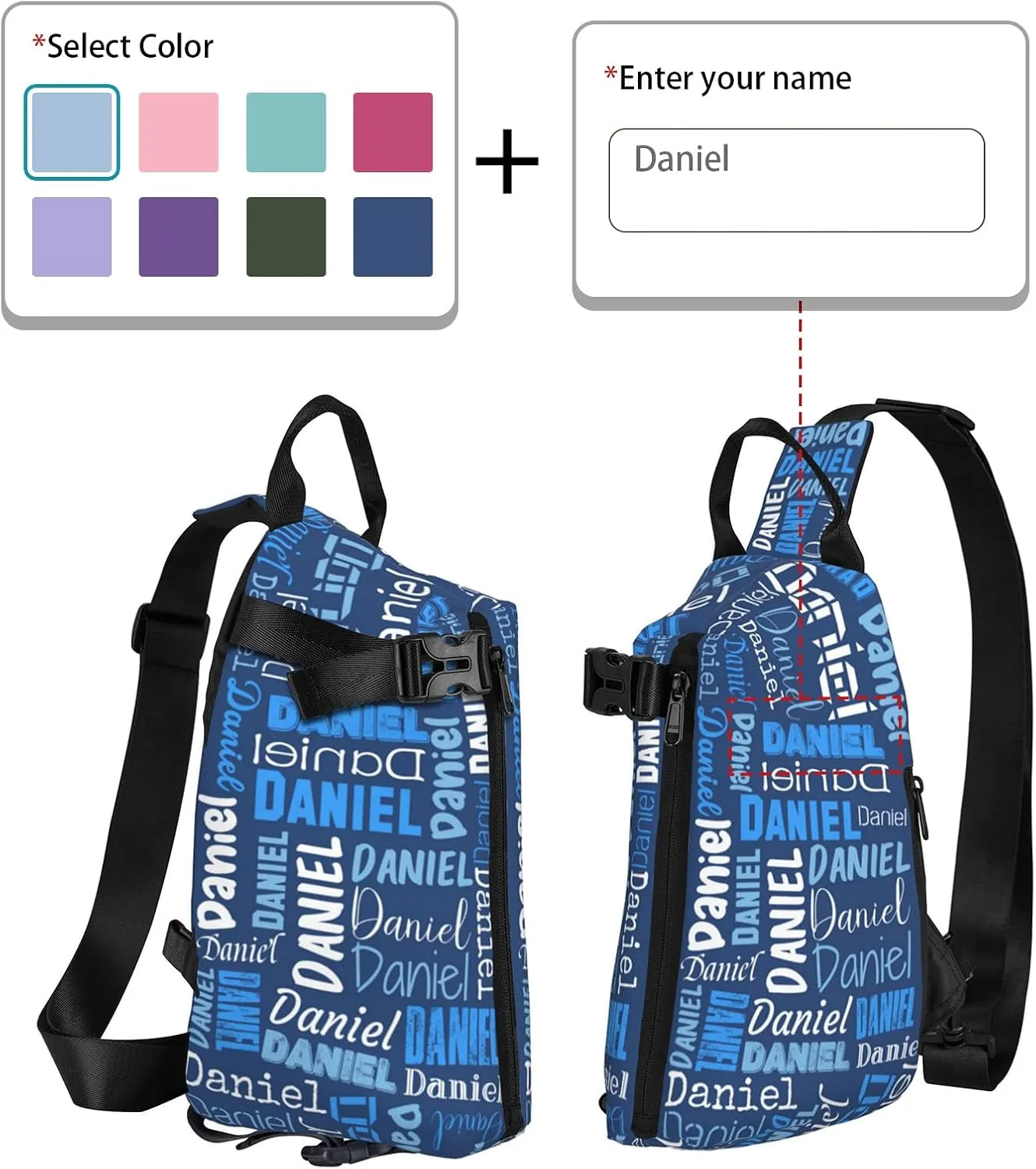 Personalized Crossbody Bags Customizable Chest Bag Customized Sling Bag Custom Sling Bags Customization Crossbody Bag