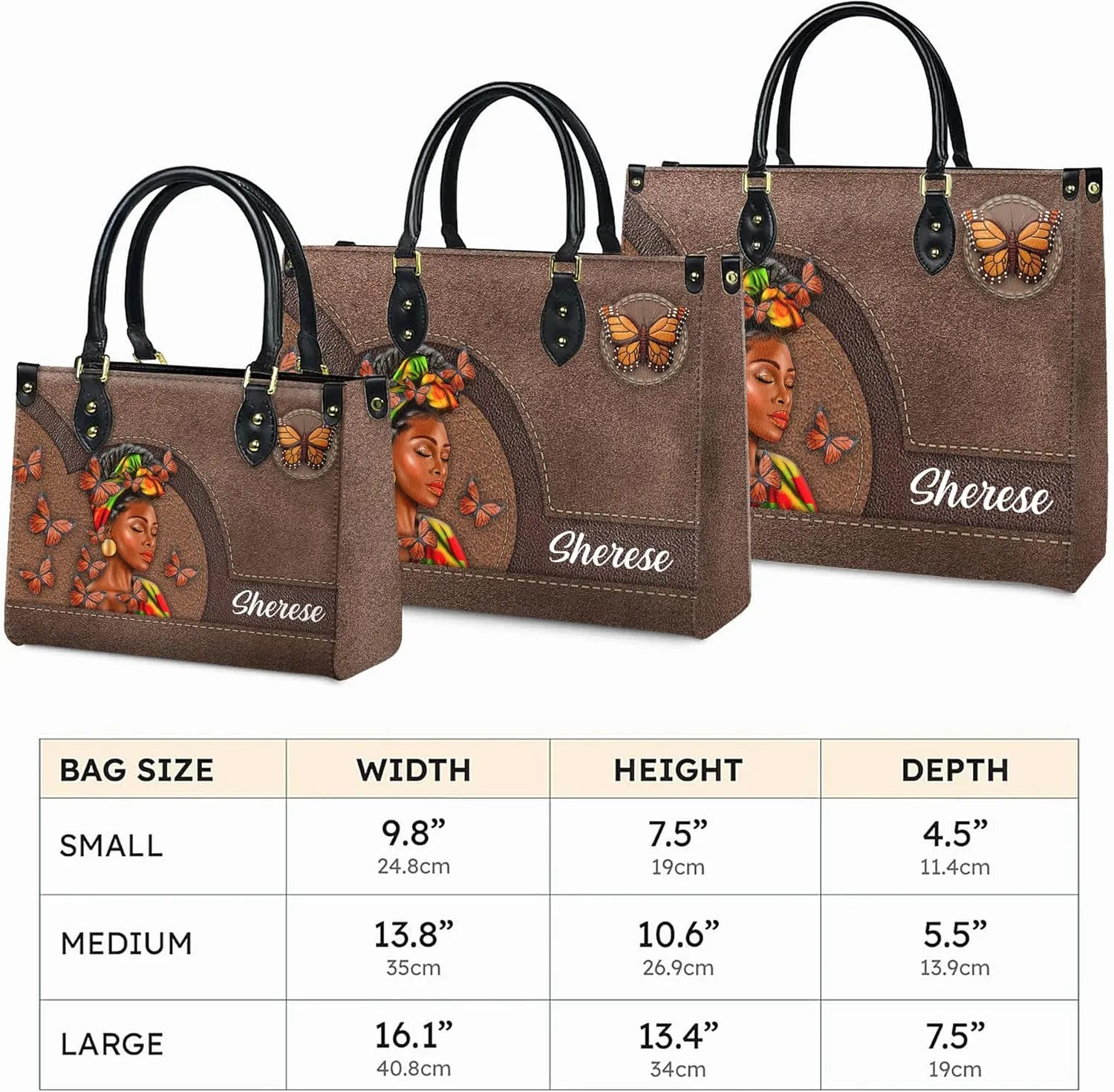 Personalized Leather Handbag For Black African Women – Matching Purse and Wallet Set – Mother's Day Gifts for Melanin Woman