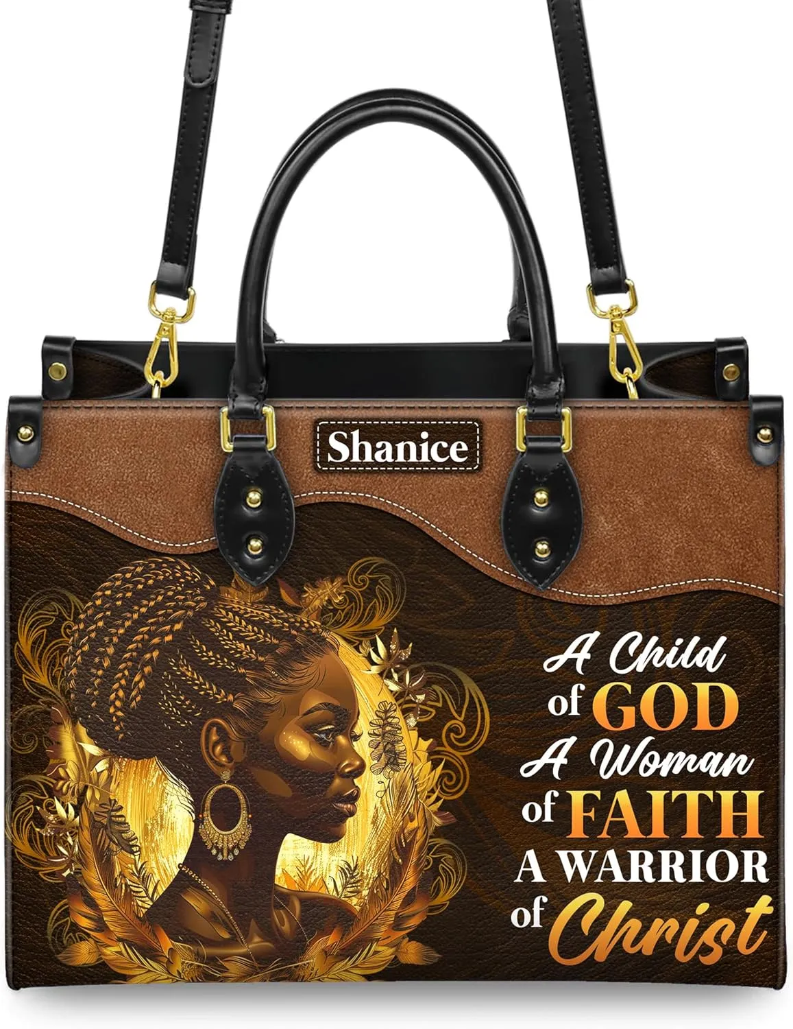 Personalized Leather Handbag For Black African Women – Matching Purse and Wallet Set – Mother's Day Gifts for Melanin Woman